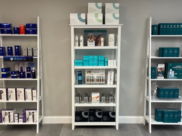 Lakes cosmetic products shelves photo
